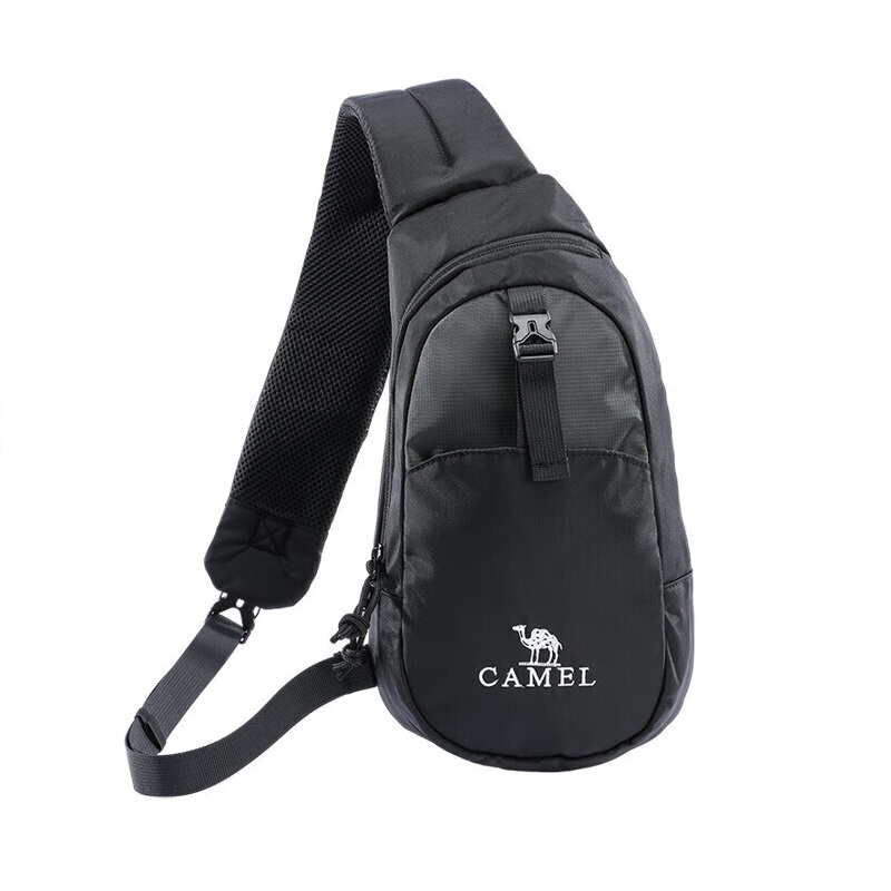 骆驼多功能通勤运动骑行机车斜跨单肩潮流背包573C875050 个黑色 黑色 黑色